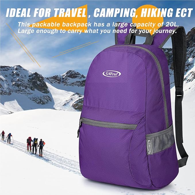 G4Free 20L Lightweight Packable Backpack Travel Hiking Daypack Foldable Backpack for Men Women