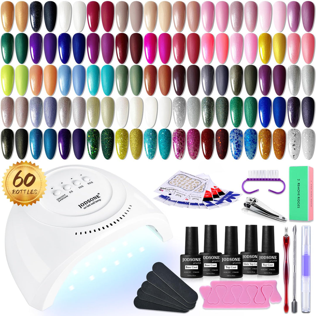 32+4 Pcs Gel Nail Polish Kit | Glitter Soak Off Gel for DIY Manicure