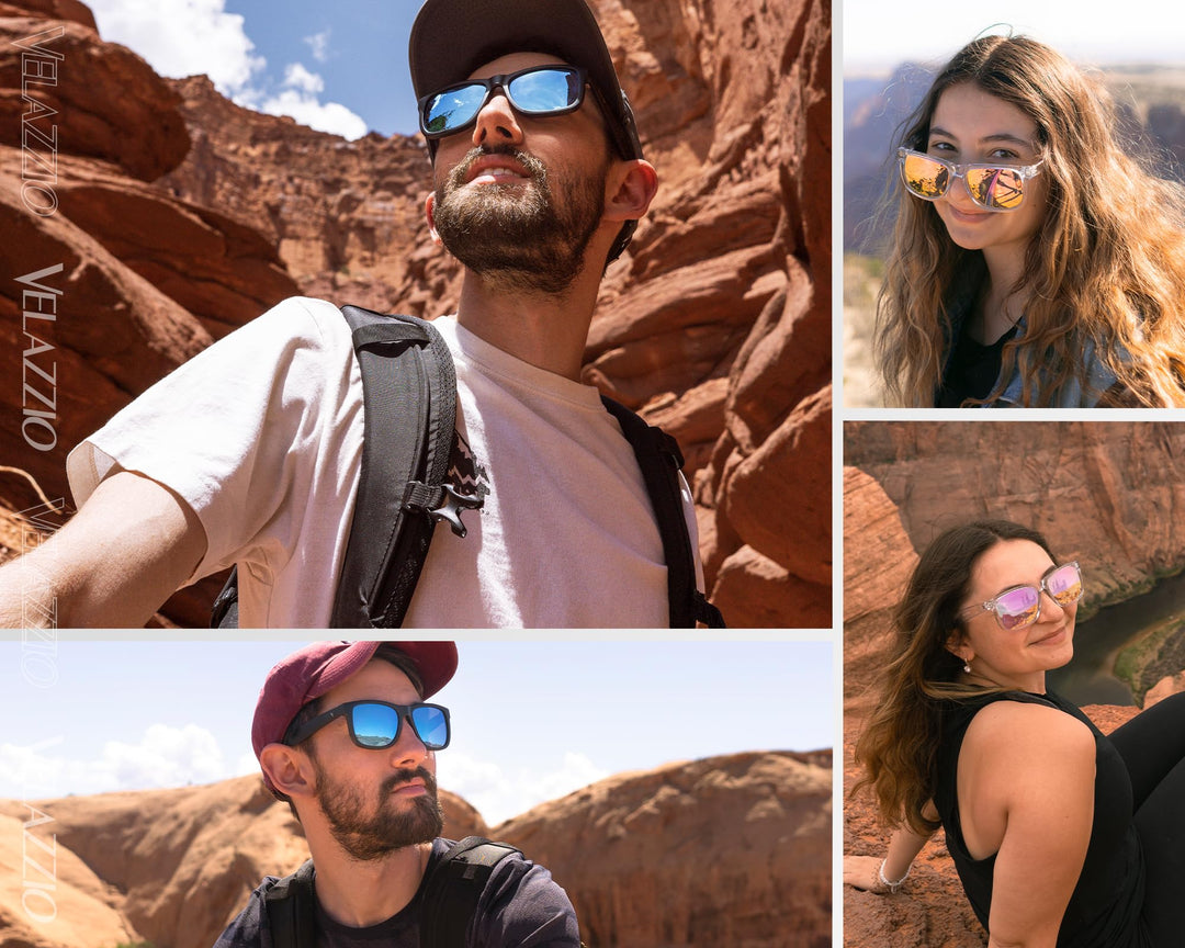 VELAZZIO Polarized Sunglasses for Men and Women Unisex Ultralight Frame UV400 Protection Sunglasses for Driving Cycling Golf Skiing, Black Frame Green Lens