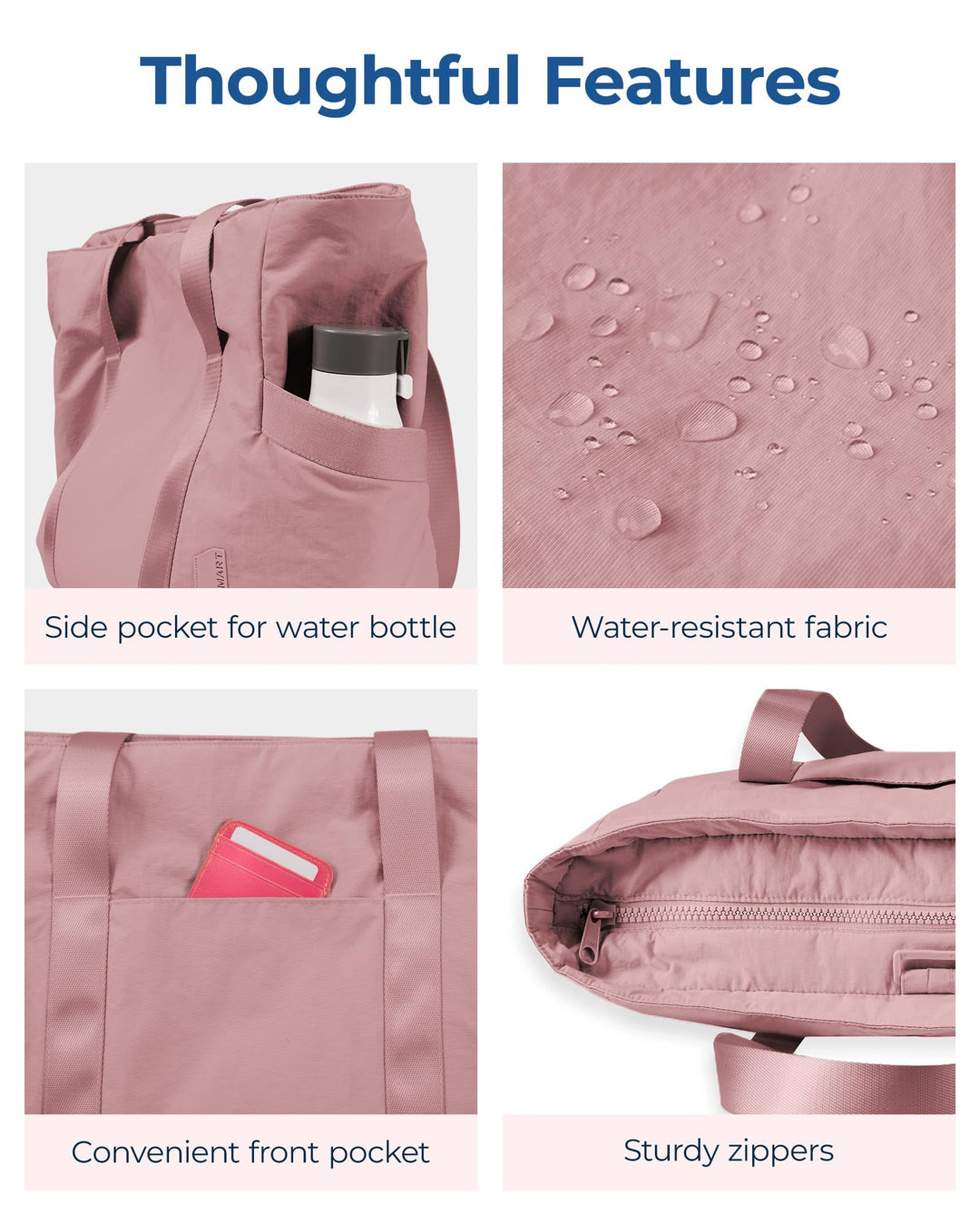 BAGSMART Tote Bag for Women with Zipper, Gym Tote with Compartments, Laptop Work Tote Nurse Dance Yoga Bag for Sport, Travel