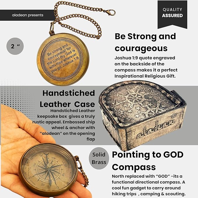 Inspirational Gift Compass - God My Lord Guide Me - Uplifting Baptism Gift, Graduation Gift, Birthday, Confirmation Gift for Men Women Boys Girls Teenage Kids