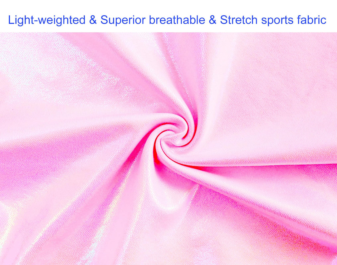 Domusgo Girls Leotards for Gymnastics Size 5-6 Years Old Shiny Pink One Piece Biketards