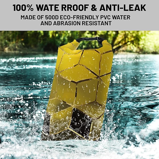 Waterproof Dry Bag,Roll Top Geometric Ombre Small Waterproof Backpack 5L/10L/20L Floating and Lightweight Bags for Kayaking, Boating, Fishing, Swimming and Camping