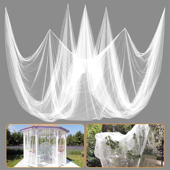 2 Pcs Mosquito Net for Patio - 10Ft x 13Ft for Each Garden Mesh Screen Barrier, Super Dense Patio Netting for Balcony Porch Umbrella Fruit Tree Gazebo Canopy RV Camping, White