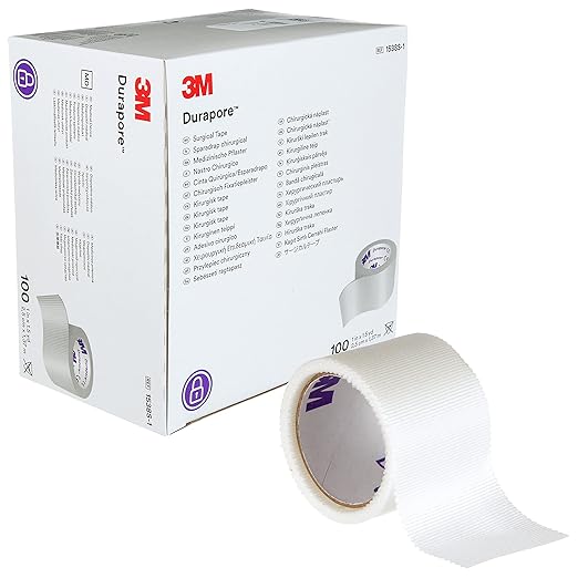 3M™ Durapore™ Surgical Tape 1538S-1, Single-patient Use Roll, 1 in x 1.5 yd (2.5 cm x 1.37 m), 100 Roll/Carton, 5 Carton/Case