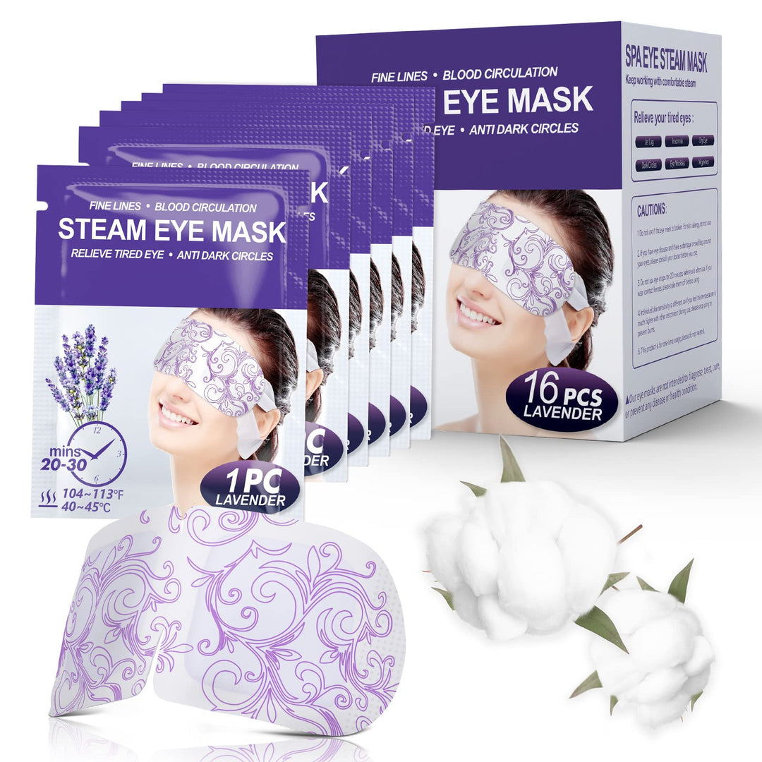 16 Packs Steam Eye Masks For Dry Eyes, Lavender Heated Eye Mask, Relief Eyes Fatigue & Dark Circle, Heat Sleep Mask For Puffines