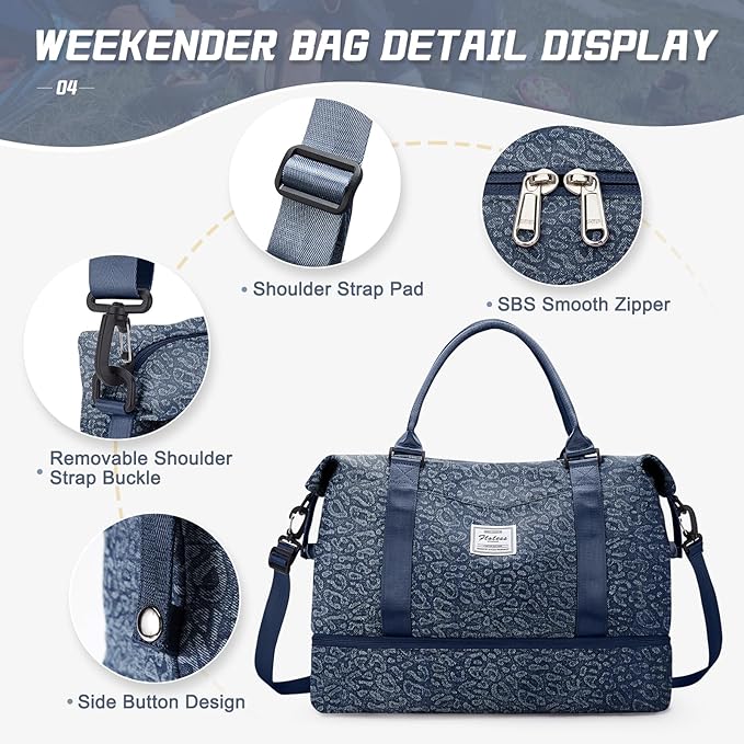 Travel Duffel Bag,Sports Tote Gym Bag,Shoulder Weekender Overnight Bag for Women