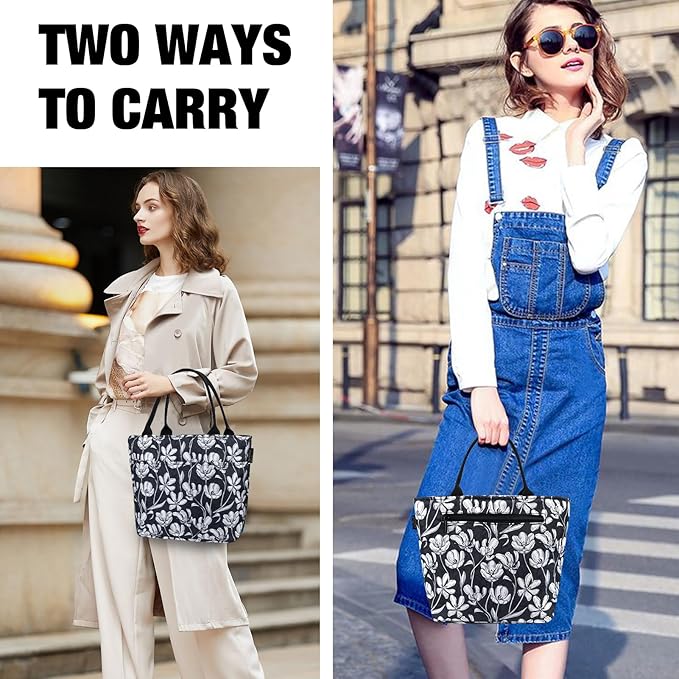 Aosbos Lunch Bag Women - Leakproof Insulated Lunch Bags for Adult Lunch Box for Women Lunch Tote Bag Lunch Cooler Bags Lunchbox Bag, Loncheras Para Mujer for Work Travel Picnic Gym, Tulip