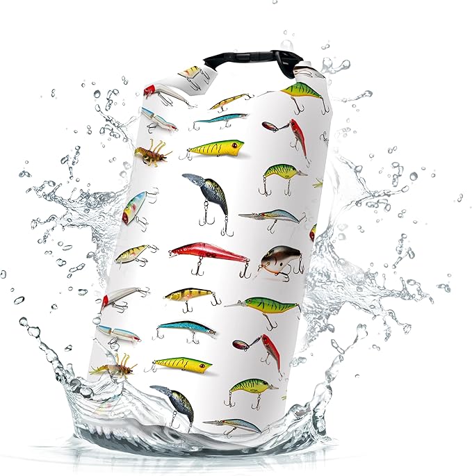 Waterproof Dry Bag,Roll Top Cartoon Lake Fish Waterproof Backpack 5L/10L/20L Floating and Lightweight Bags for Kayaking, Boating, Fishing, Swimming and Camping