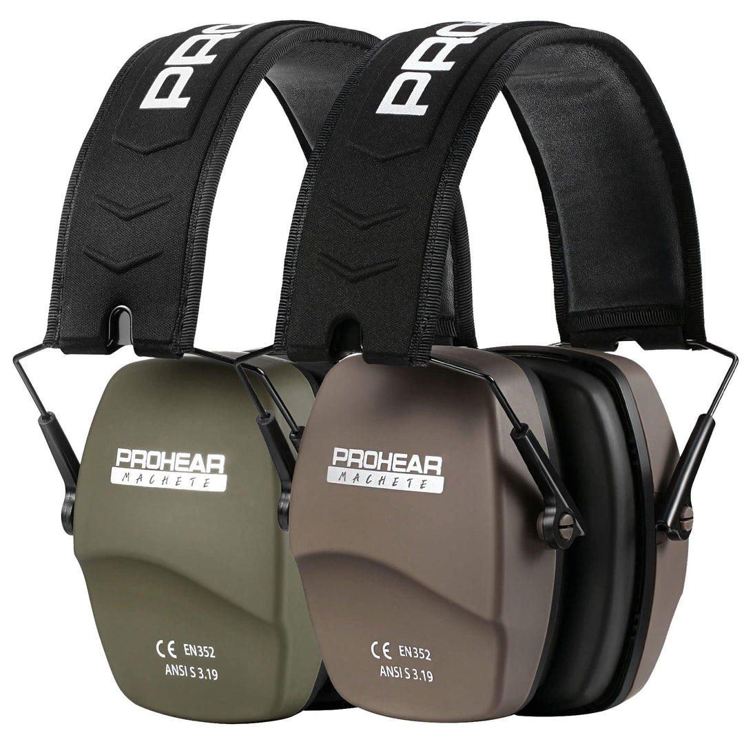 PROHEAR 016 Shooting Ear Protection Earmuffs 2 Pack, NRR 26dB for Gun Range, Hunting -Green and Brown