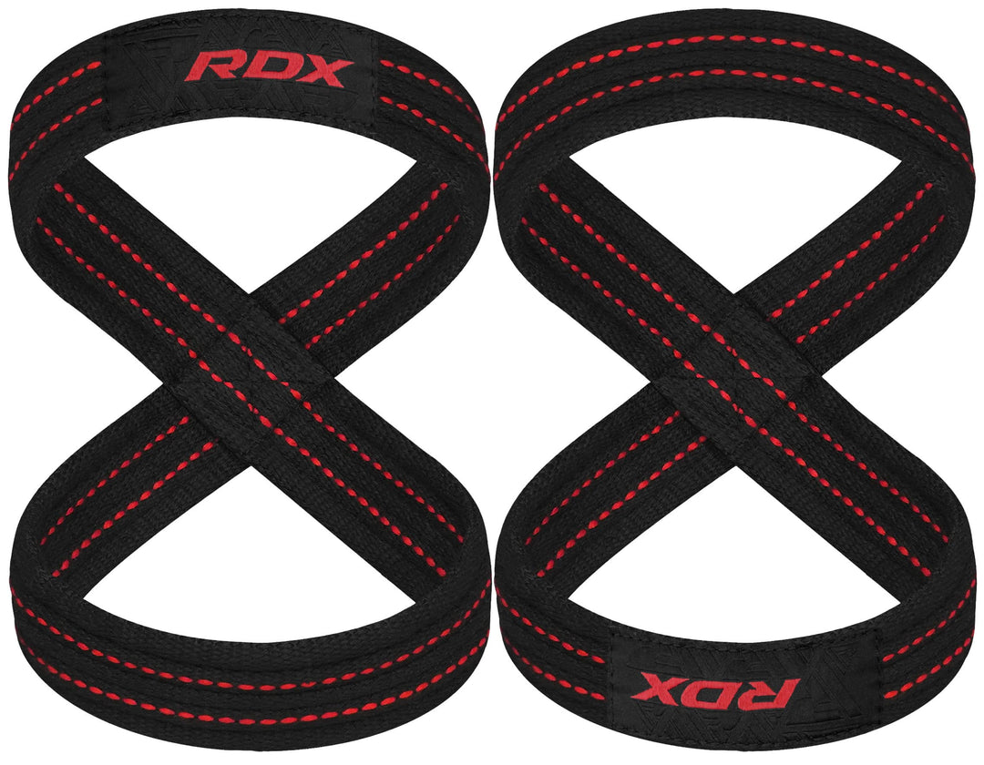 RDX Weight Lifting Straps Figure 8, Anti Slip Strap with Cuffs Wrist Support for Gym Workout Deadlift Powerlifting Bodybuilding Weightlifting, Fitness Strength Training, Hand Bar Grip for Men