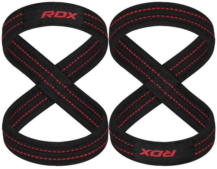 RDX Weight Lifting Straps Figure 8, Anti Slip Strap with Cuffs Wrist Support for Gym Workout Deadlift Powerlifting Bodybuilding Weightlifting, Fitness Strength Training, Hand Bar Grip for Men