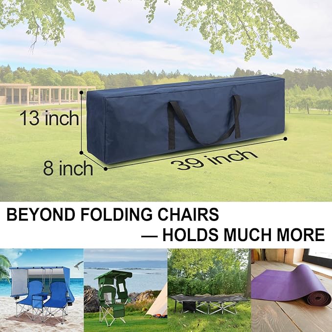 BESTHLS Camping Chair Replacement Bag, 39 Inch Extra Large Zippered Cot Bag, Waterproof Foldable Carrying Case with Handle Strap, Large Mouth fits Most Cots & Chairs for Travel Outdoor 2Pack
