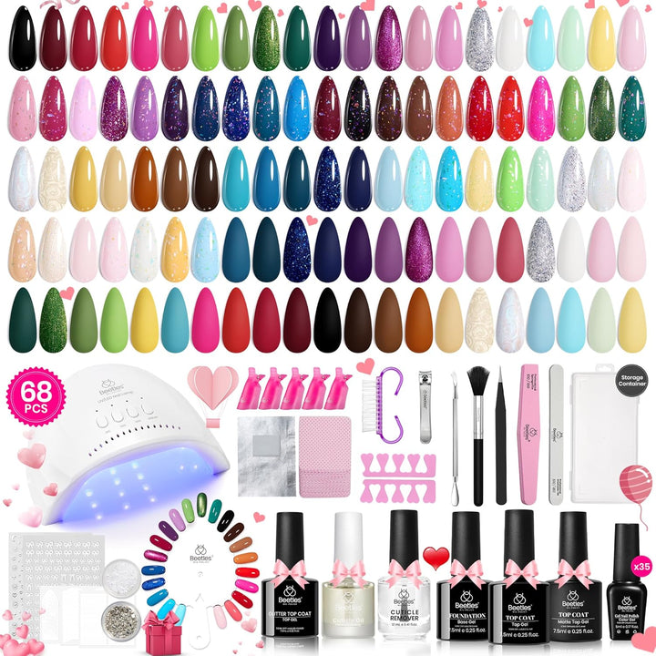 Beetles 23-Pc Glitter Gel Nail Polish Set | Brown, Pink, Blue, Green | UV Soak Off