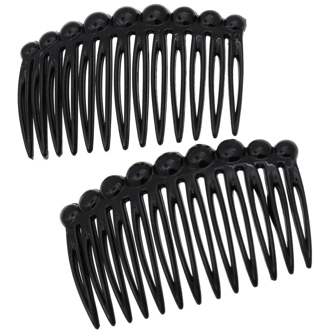 Camila Paris CP2869/2 French Hair Side Comb Small Rounded, Black French Twist Hair Combs Decorative, Strong Hold Hair Clips for Women Bun Chignon Up-Do Styling Girls Hair Accessories, Made in France