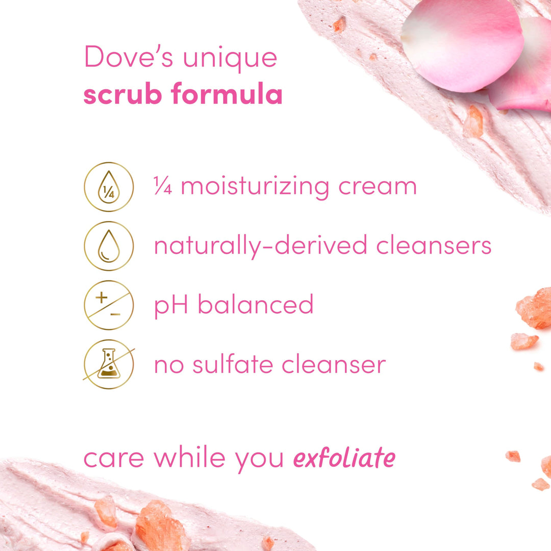 Dove Himalayan & Rose Body Scrub Exfoliates and Deeply Nourishes for Smooth, Radiant Skin 15oz