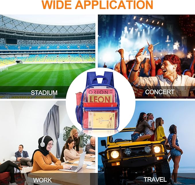 USPECLARE Clear Backpack for Stadium Approved 12×6×12, Water proof Clear Bag for Stadium Events and Concert Work Sport Event