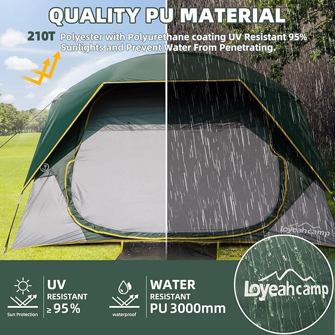 Tents 4 Person Camping Tent, Easy Setup Waterproof Family Tents for Camping, Portable Dome Tent for Outdoor Camping with Rainfly, Carry Bag