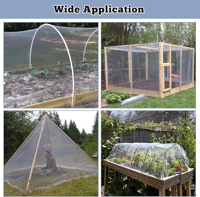 Mosquito Netting 39x10Ft Garden Mesh Netting, Fly Bird Net Barrier Hunting Blind Plant Protecting Net, 3x12m Gray