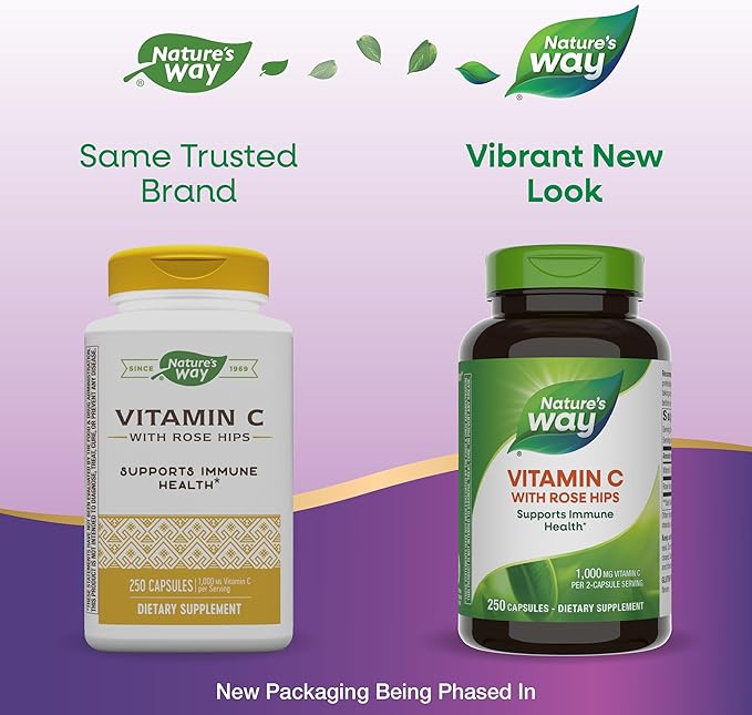Nature's Way Vitamin C with Rose Hips - Powerful Antioxidant Protection* - Supports Immune Function* - Strengthens Collagen for Healthy Skin* - Gluten Free - 250 Capsules