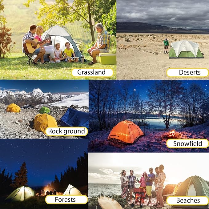 Tent Stakes, 12Pcs 10in Heavy Duty Forged Steel Tent Stakes +Storage Pouch, Metal Tent Stakes, Metal Stakes for Tent Used on Rocks, Snowfield, Dessert, Stormy Weather (12Pcs 10in Tent Stakes)