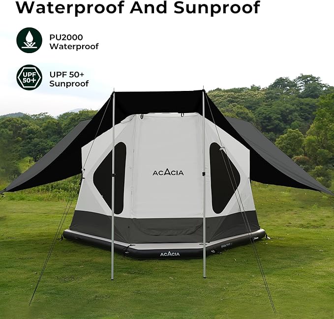 ACACIA Canopy XL for Space Acacia Camping System, PU2000 Waterproof Camping Tarp for 4 Season Camping, UPF50+ Sunproof Tent Tarp with 4 Telescoping Poles, Carry Bag, Moonstone