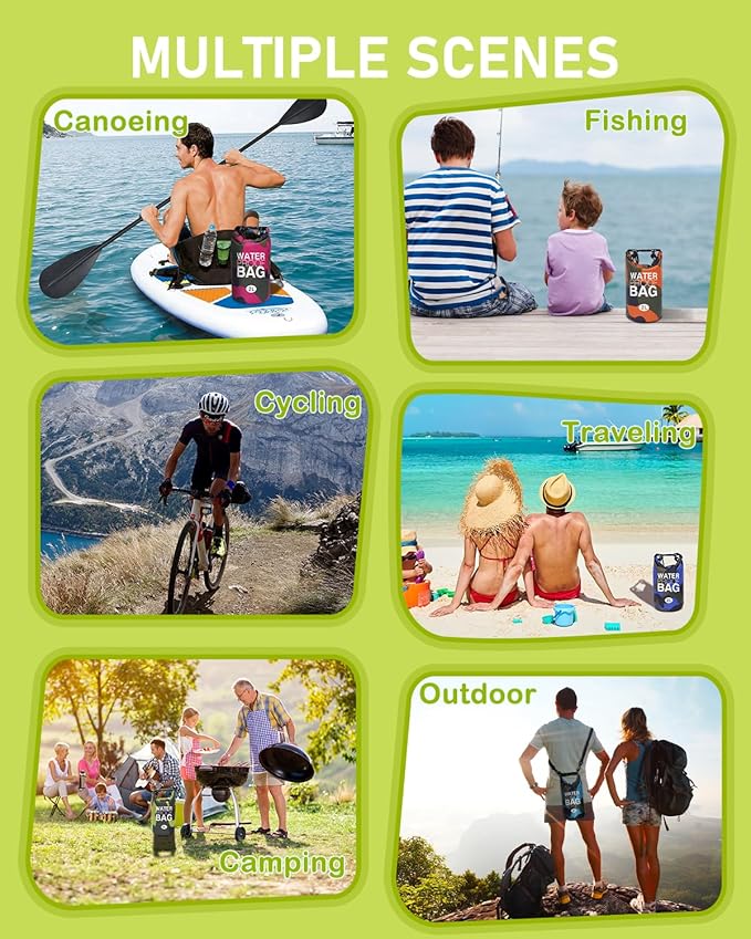 babygoal Waterproof Wet Bag and Dry Bag, Roll Top Waterproof 2L Backpack Sack for Travel,Swimming,Kayaking, Beach, Rafting, Boating, Hiking, Camping and Fishing 2WLL03-B