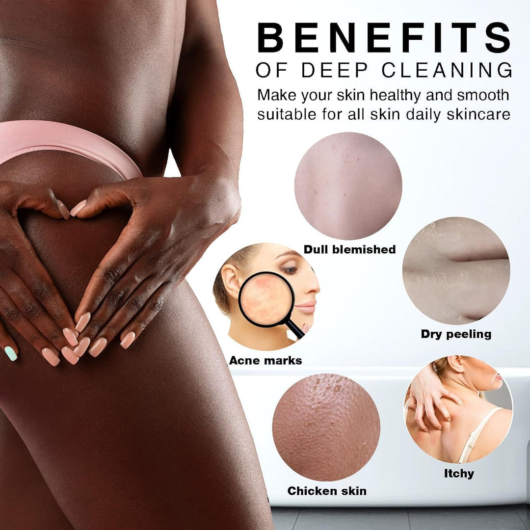 3-Piece African Net Bath Sponge Set | Exfoliating Body Scrubber | Black, Blue, Brown