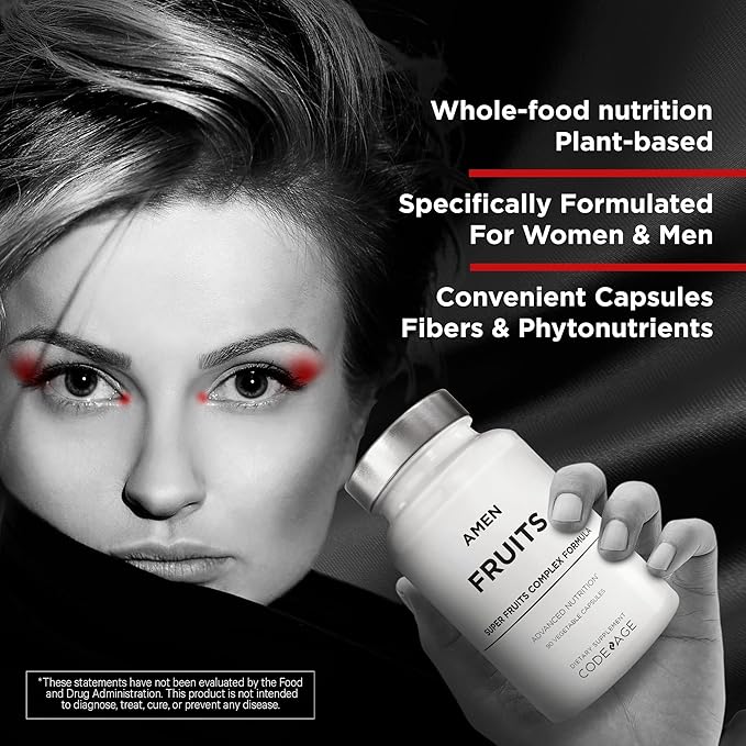 Amen Fruits, Daily Fruits Vitamins Supplements, Over 20 Whole Fruit Extracts - Raw Multivitamin, Berries, Antioxidant Polyphenols Superfood & Flavonoids - Non-GMO - 90 Capsules