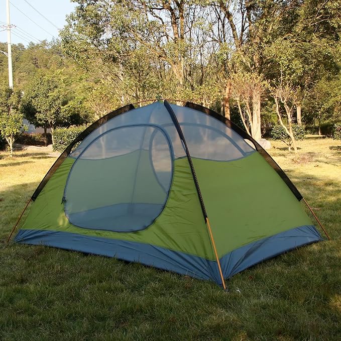 3-4 Season 2 3 Person Lightweight Backpacking Tent Windproof Camping Tent Awning Family Tent Two Doors Double Layer with Aluminum rods for Outdoor Camping Family Beach Hunting Hiking Travel