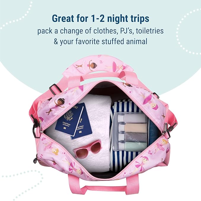 Wildkin Kids Overnighter Duffel Bag – Carry-On Size, Ideal for School & Sleepovers – Ballerina