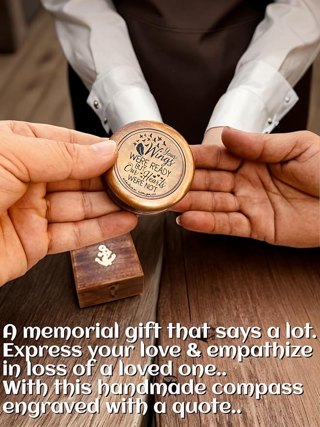 Bereavement Memorial Gift for Condolence | Sympathy Gift in Loving Memory of - Loss of Mother Father Son Daughter Loved One Grief - Remembrance Keepsake Gift Engraved Compass