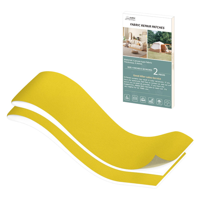 Azobur 2 Pieces Waterproof Extra Large Canvas Repair Tape, Boat Cover Repair Kit, Tent Repair Tape, Pop Up Canvas Repair Kit, Suitable for Various Fabric Repair (Yellow)