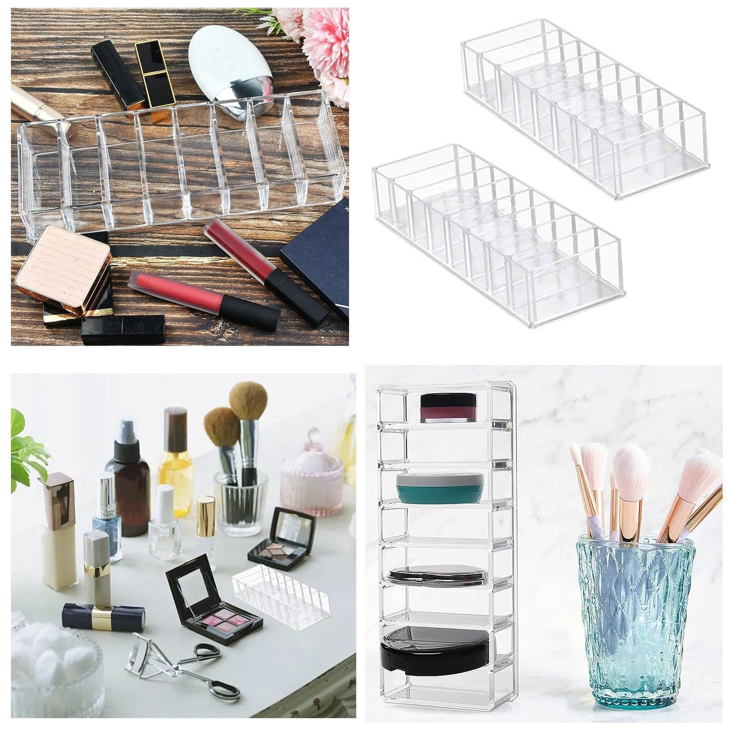 2Pcs Makeup Organiser Cosmetic Organisers Makeup Drawer Organiser Drawers Display Boxes Lipstick Organiser Make Up Organiser Tray Nail Storage Makeup Drawers Box for Dresser Vanity 8 Compartment