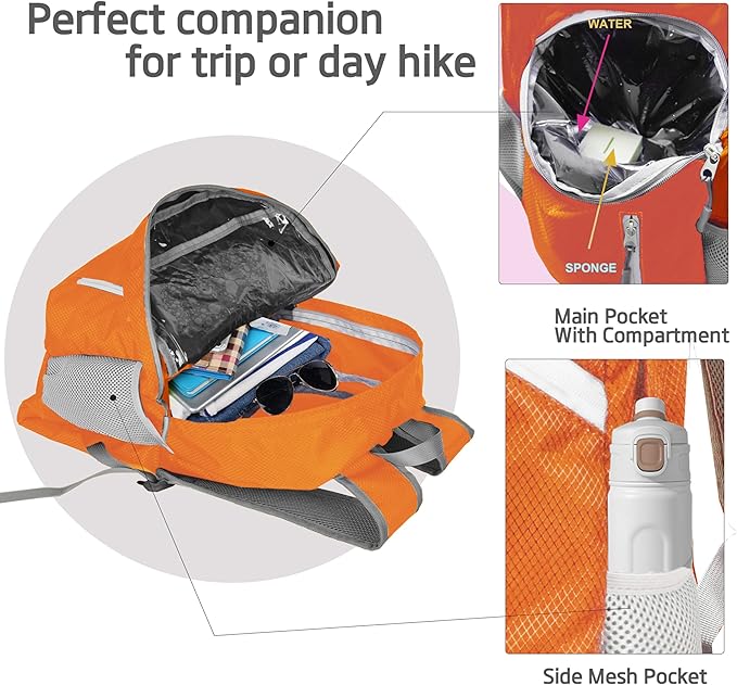 35L Foldable Waterproof Backpack For Outdoor Sports Travel Inside Wet Clothes Compartment Packable For Multiple