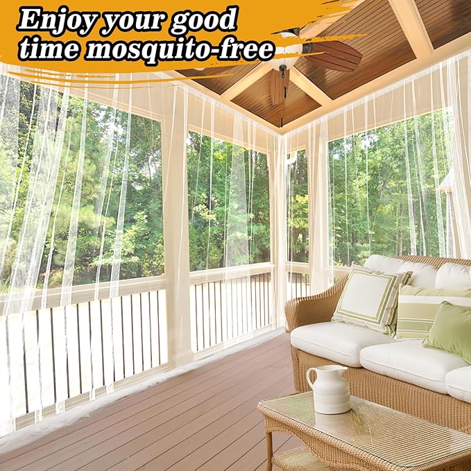 Mosquito Net for Patio - 10Ft x 40Ft for Each Garden Mesh Screen Barrier, Super Dense Patio Netting for Balcony Porch Protecting Your Skin Plants Vegetables DIY (White)