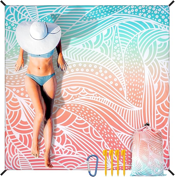 AISPARKY Beach Blanket Waterproof Sandproof Quick Drying Beach Mat Extra Large Outdoor Picnic Blanket for Travel Camping Hiking