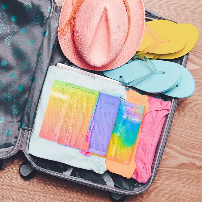 Mesh Drawstring Backpack, Large Sports Gym Bag for Women Kids with Pocket and Zipper Sackpack for Beach Yoga Football Soccer (Tie Dye Yellow)