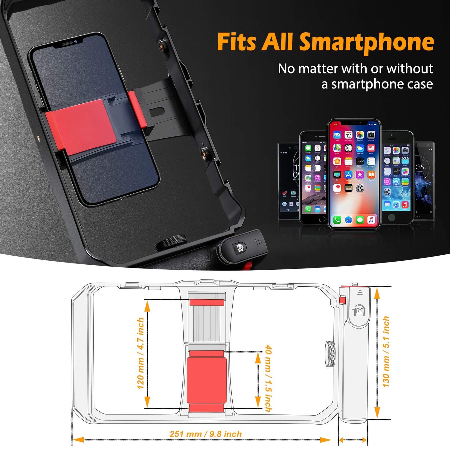 zeadio 2-in-1 Smartphone Video Rig, Wireless Grip Stabilizer Cellphone Tripod Mount Holder with Remote Shutter for All Smartphones