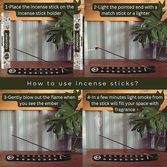 Coconut Incense Sticks - Incienso de Coco - Total 40 Insence-Sticks - Dual Pack of 20 Insense - Inciensos - Inscents - Natural Non Toxic Ingredients - Incents - Incence - Inscense - Insents