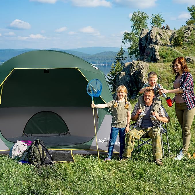 4 Person Blackout Camping Tent, Easy Setup Waterproof Family Dome Tent for Camping with Rainfly, Portable Double Layer Large Family Tent for Outdoor Camping&Hiking