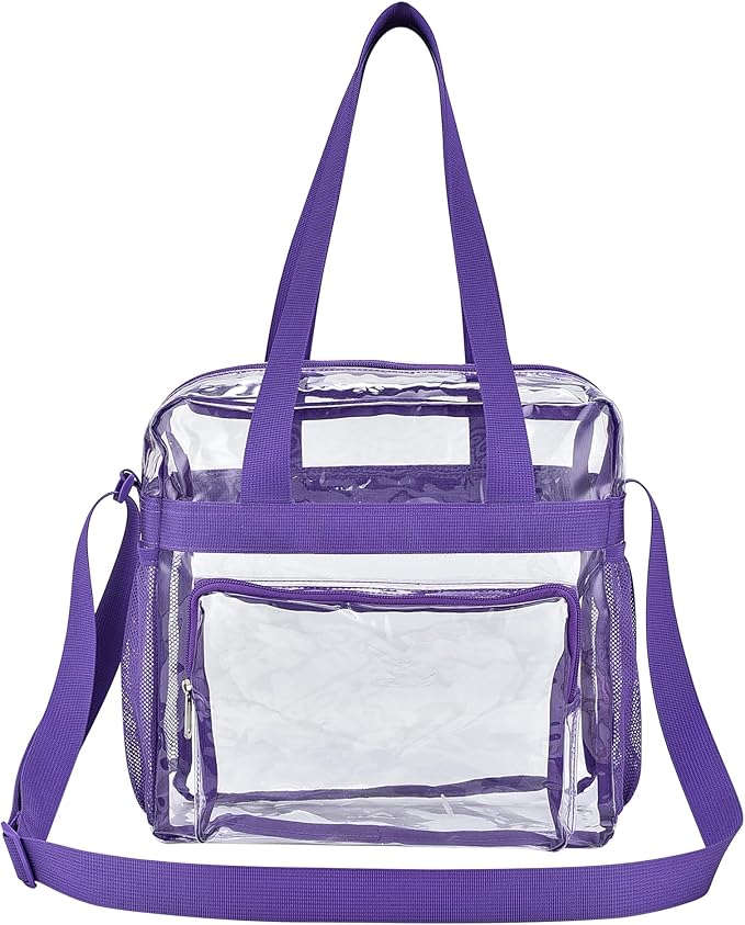 USPECLARE Clear Tote Stadium Approved, Security Travel & Gym Clear Bag for Work Sports Games Concerts