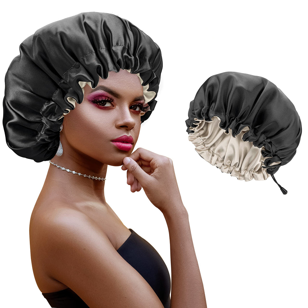 Atudew Satin Bonnet, Silk Bonnet, Hair Bonnet For Black Women For Curly Hair Sleeping, Silk Sleeping Cap, Satin Sleep Cap, Satin