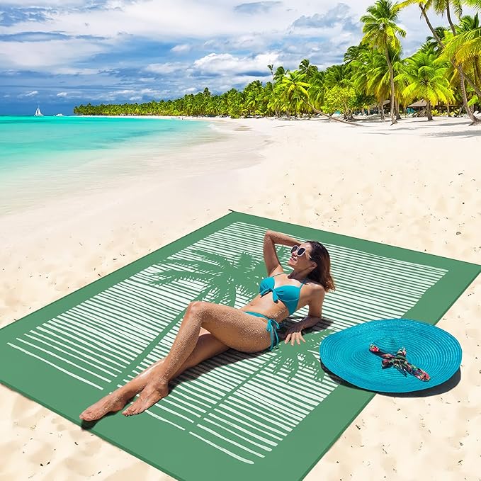 Beach Blanket Waterproof Sandproof Beach Mat 79”x 83” for 1-4 Adults Quick Drying Durable Outdoor Picnic Mat for Beach Festival Travel Camping Hiking (COCOTREE, 79"×83"(4 Person))