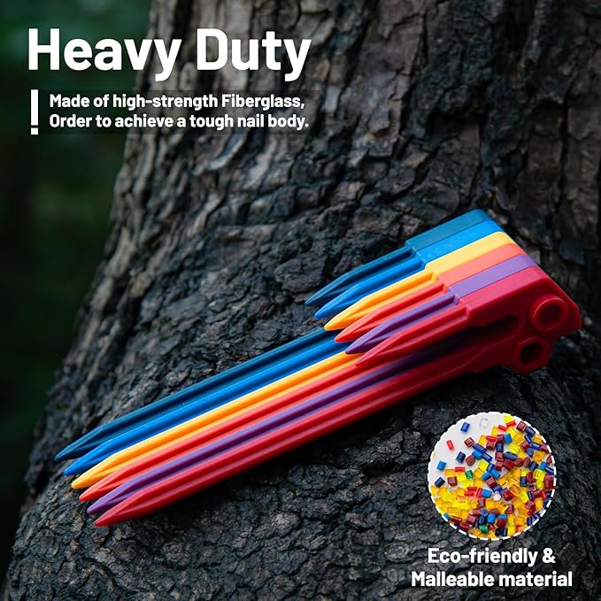 12 PCS Tent Stakes,AVOFOREST Heavy Duty Camping Stake Sturdy Novelty 8.1Inch Tent Pegs for Camping Patio, Garden, Canopies, Grassland, Outdoor (12pcs)