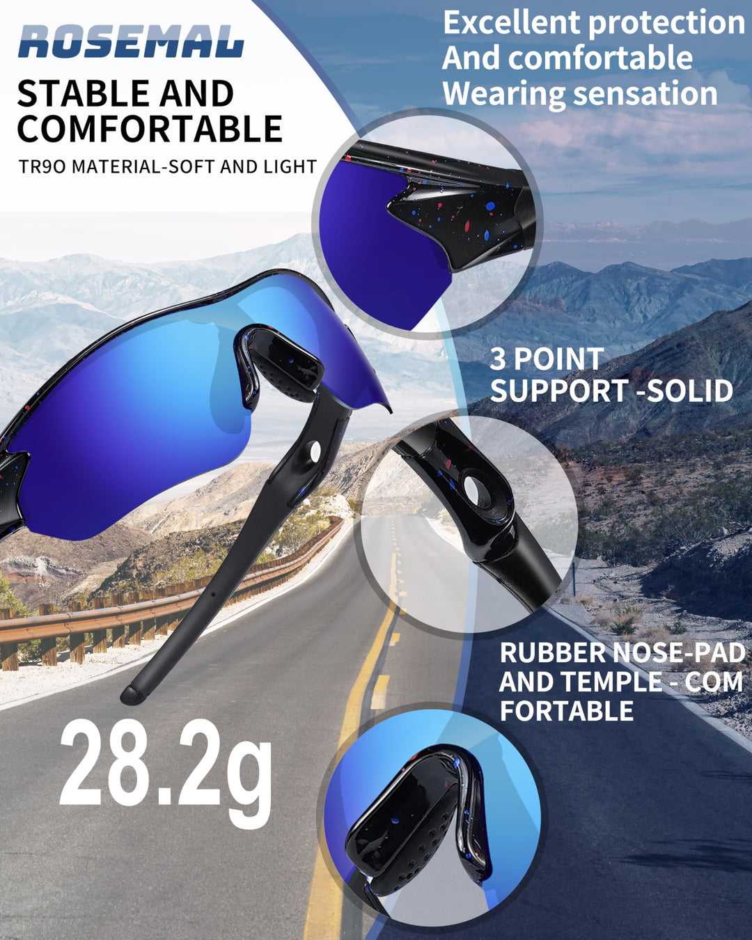 Polarized Sports Sunglasses for Men Women Youth Baseball Running Fishing Tennis Golf Cycling Driving Motor TAC UV400 TR90