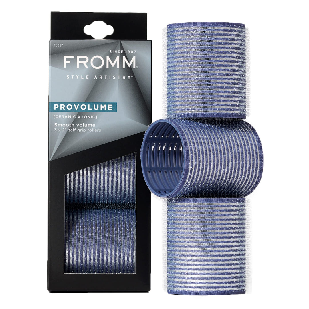 Fromm ProVolume 2" Self-Grip Ceramic Ionic Thermal Hair Rollers, 3 Count Large Salon Quality Hair Curlers for Medium and Long Hair, Blowouts, Curtain Bangs
