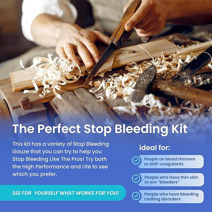 Blood Thinner Stop Bleeding Kit with AllaQuix Stop Bleeding Gauze (Hemostatic Bandage – Blood clotting Bandage)
