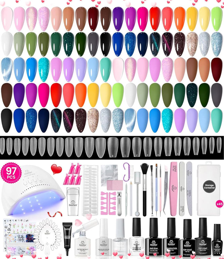 45 Colors Gel Nail Polish Kit | UV Light & Nail Tools | Travel-Friendly Gift for Women