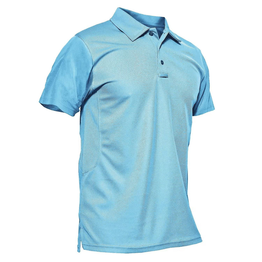 MAGCOMSEN Mens Tactical Polo Shirts Short Sleeve Golf Shirts Work Shirts Quick Dry Shirts Summer Shirts Sky Blue S
